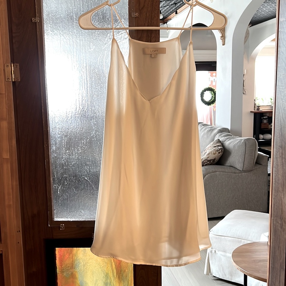 Loft white tank top! Scallop front